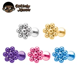 ASTM F136 Titanium Piercing 16G Flower Internal Thread Labret Stud Earring Helix Cartilage Tragus Conch Piercing Body Jewelry