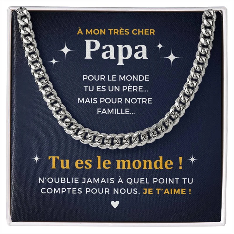 To My Dad Father Stainless Steel Cuban Chain Necklace Gift Metal Men Male Birthday Christmas Jewelry 2024 New Dropshipping