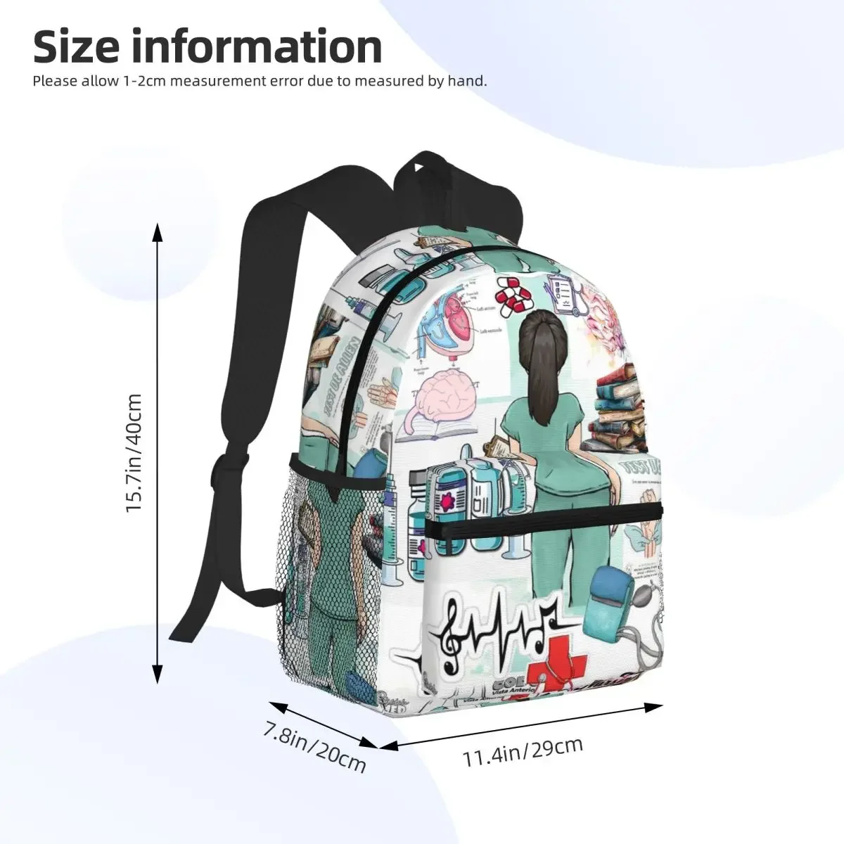 Enfermera En Apuros Doctor Nurse Student Backpack School Bag Hiking Travel Daypack for Men Women Fashion Bookbag Shoulder Bags