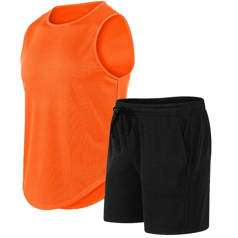 

Men Active Quick Dry Crew Neck T Shirts and Shorts Set Athletic Workout Short Sleeve Clothes Basketball Running Gym Sports