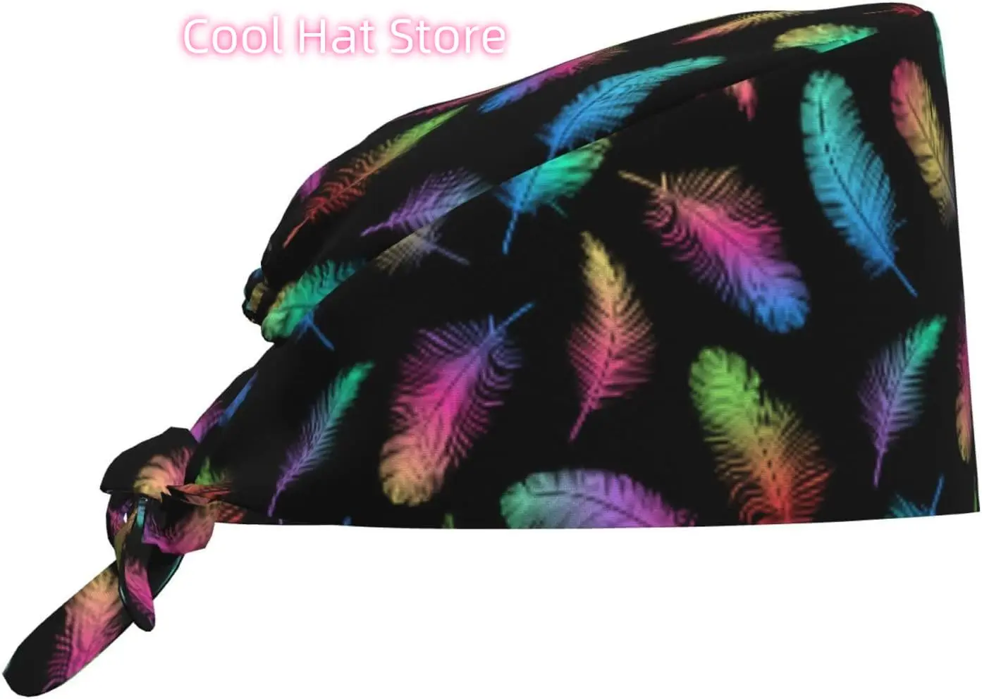 

Psychedelic Peacock Feather Working Cap for Women, Scrub Cap with Sweatband Adjustable, Unisex Tie Back Hat, Nurse Caps