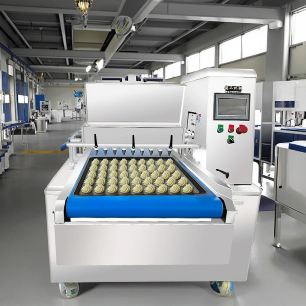 OME Extruded Cookie Slicing Machine Butter & Chocolate Cookie Making  Forming Machine with Twisted Cookie Production Line