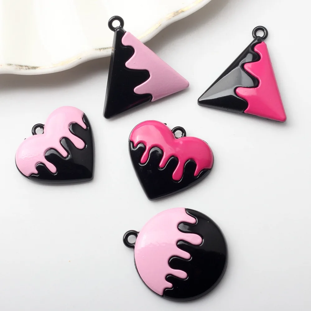 9pcs Alloy Charms Splice Color Triangle Heart Shape Pendant Round For Jewelry Making Handmade DIY Earrings Necklace Ornament