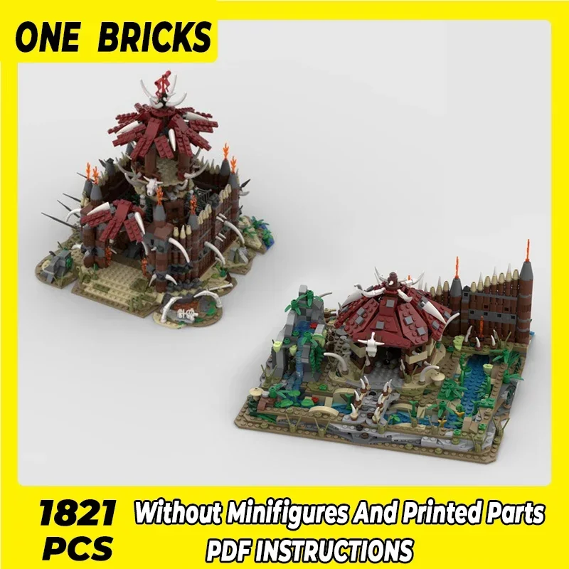 Ringe Film Modell Moc Gebäude Ziegel Ork Wachturm Und Ork Burrow Technologie Modulare Block Geschenk Weihnachten Spielzeug DIY Set Montage