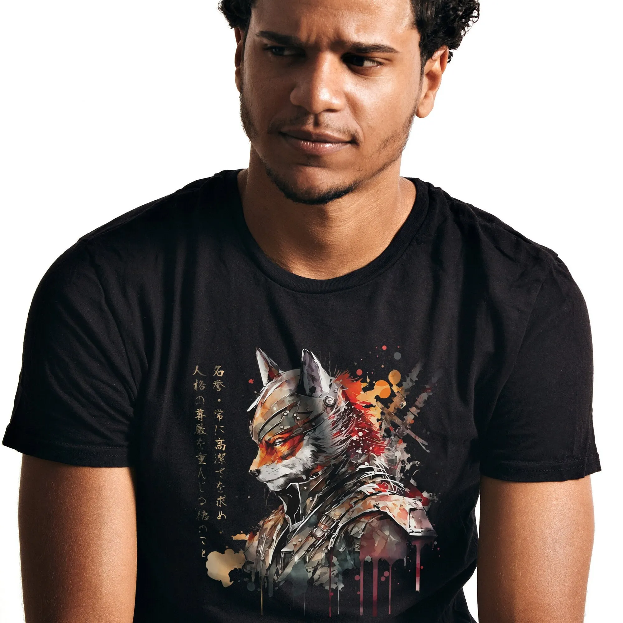 Japanese T Shirt Samurai Fox Bushido Honour Kitsune Japan Traditional Ukiyo E Yoga Martial Arts Anime Manga Gym Dojo