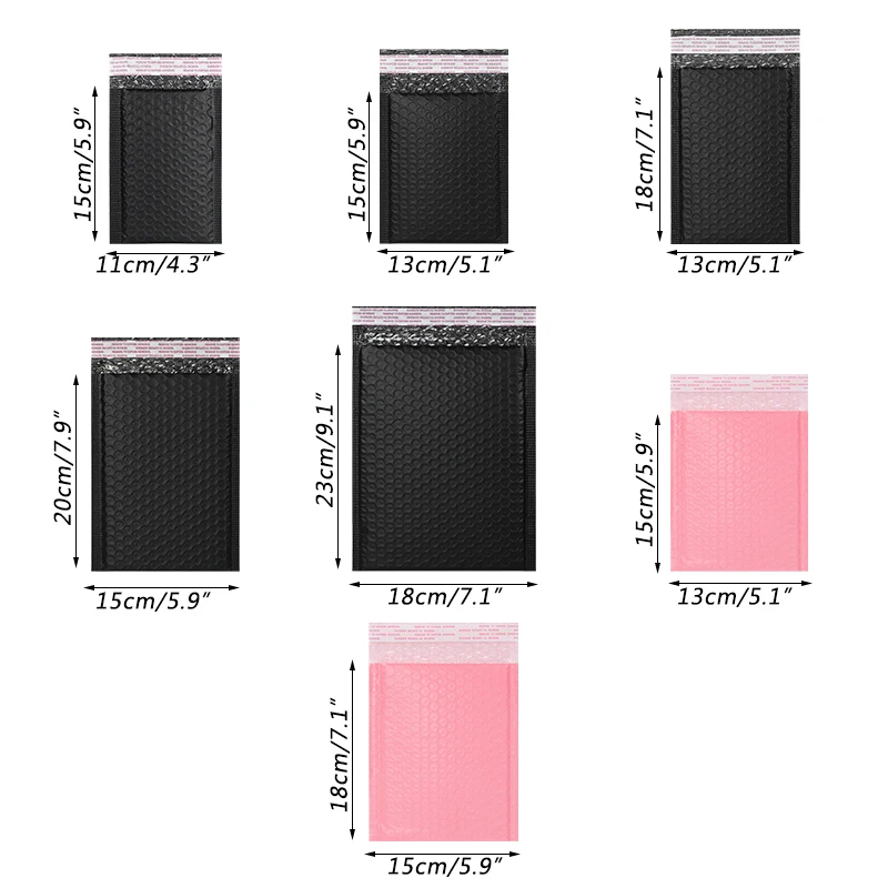 10 STKS Kleurrijke Roze Zwart Blauw Bubble Mailer Self-Seal Verpakking Zakelijke Benodigdheden Gewatteerde Schokbestendige Enveloppen Mailing Zakken