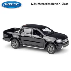 WELLY-Diecast 1:24 caminhão de metal carro modelo Mercedes Benz X-Class, carro de liga para crianças, artesanato, coleção de decoração