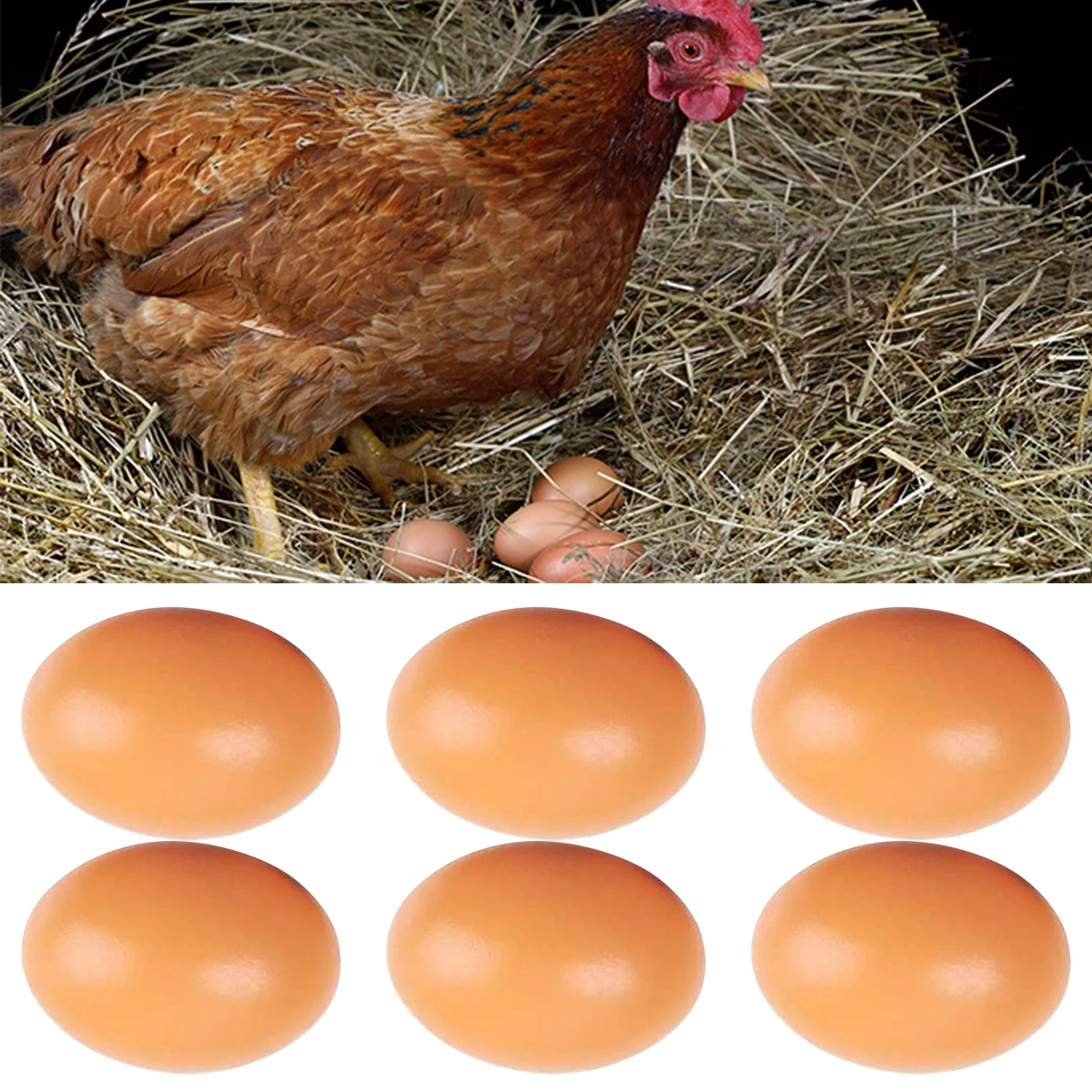 

6pcs Wooden Eggs Chicken House Small Fake Eggs Farm Animal Supplies Cages Accessories Guide Chicken Nest Egg Painting