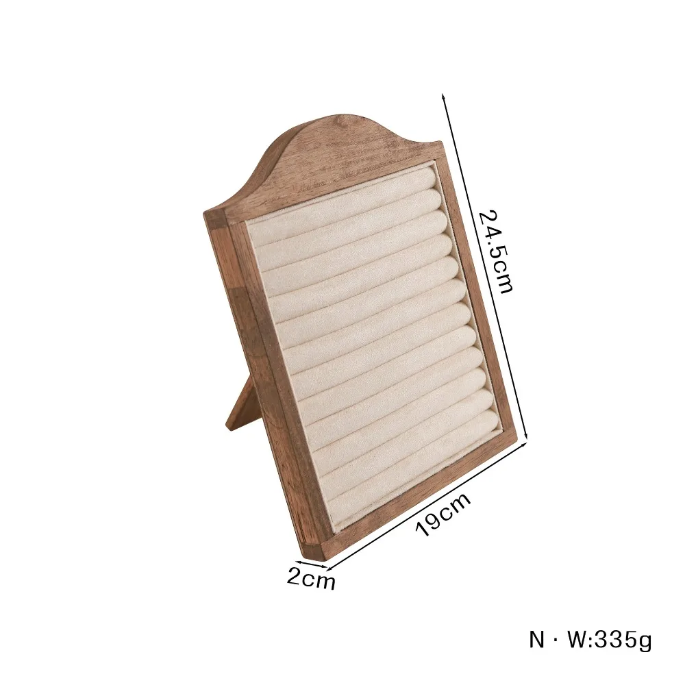 Solid Wood Jewelry Display Stand Velvet Inserts Vertical Earring Display Organizer Multi-Layer Multi-Compartments Jewelry Tray
