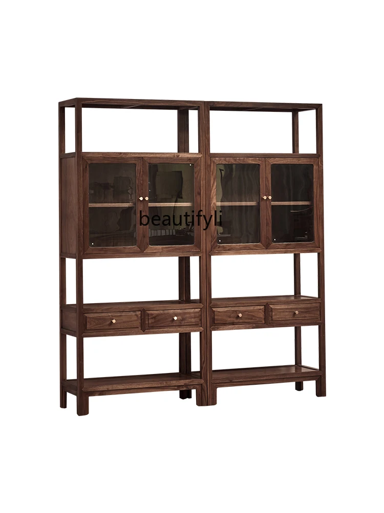 

New Chinese Style Solid Wood Bookcase Log Display Stand Floor Shelf Antique Shelf Study Tea Cabinet