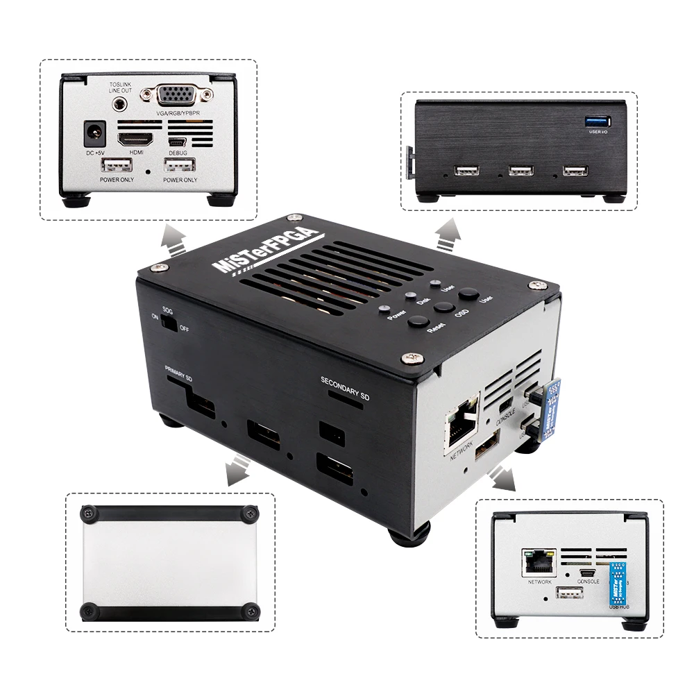Metal Case For Mister FPGA Core Control Suit For DE10-Nano Main Board I/O Board/Mister USB Hub