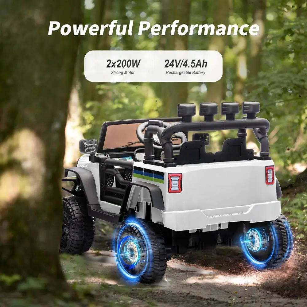 Jouet pour enfants 24V, véhicules électriques pour enfants, voiture, camion pour tout-petits de 3 à 5 ans avec télécommande, moteur 2x200W, neige Whi