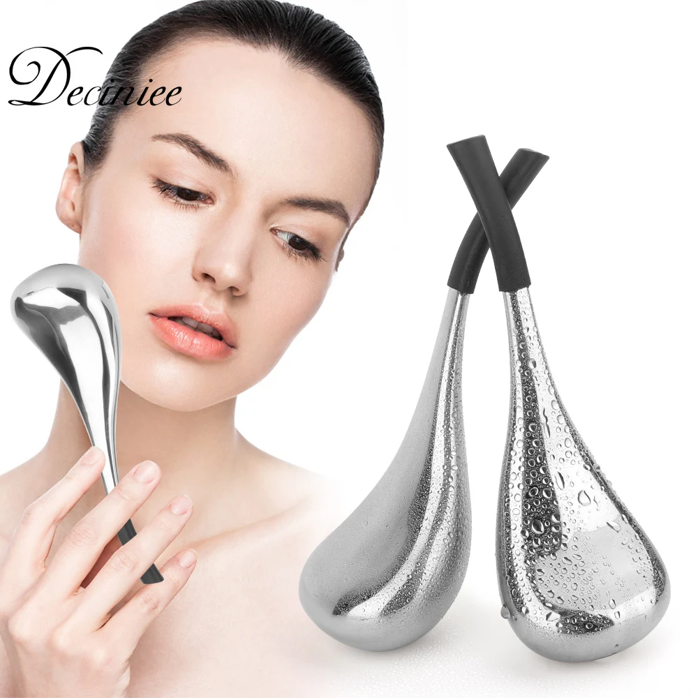 Stainless Cryo Stick Ice Globes Massage Facial Freeze Tools Eliminate Eye Pattern Spa Ball Cryo Roller Cooling Skin Summer Tool