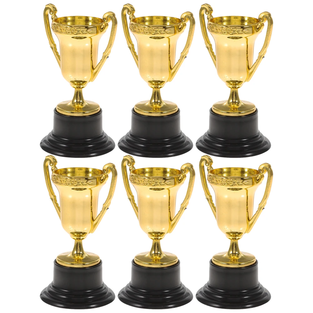 

6 Pcs Kid Gifts Mini Trophy Toy Trophies Fake Prize Cups Sports Funny Awards Plastic Golden Kids Cheer Child