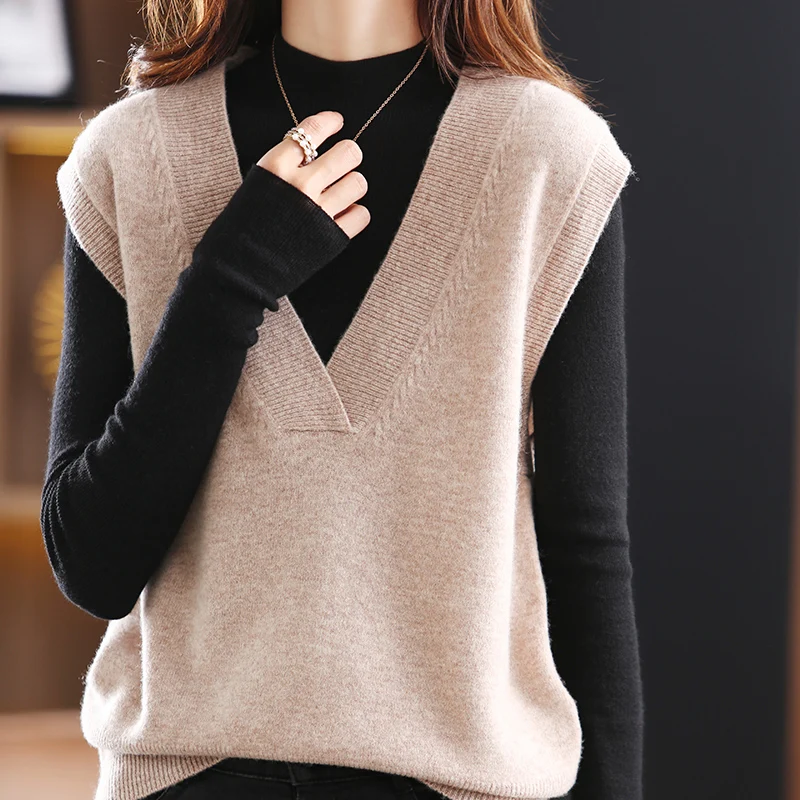 

wool jackets for women worsted Vest Pullover Sleeveless sweater Women's Elegant Jackets korean fashion Pure Wool 2022 Hot Sale