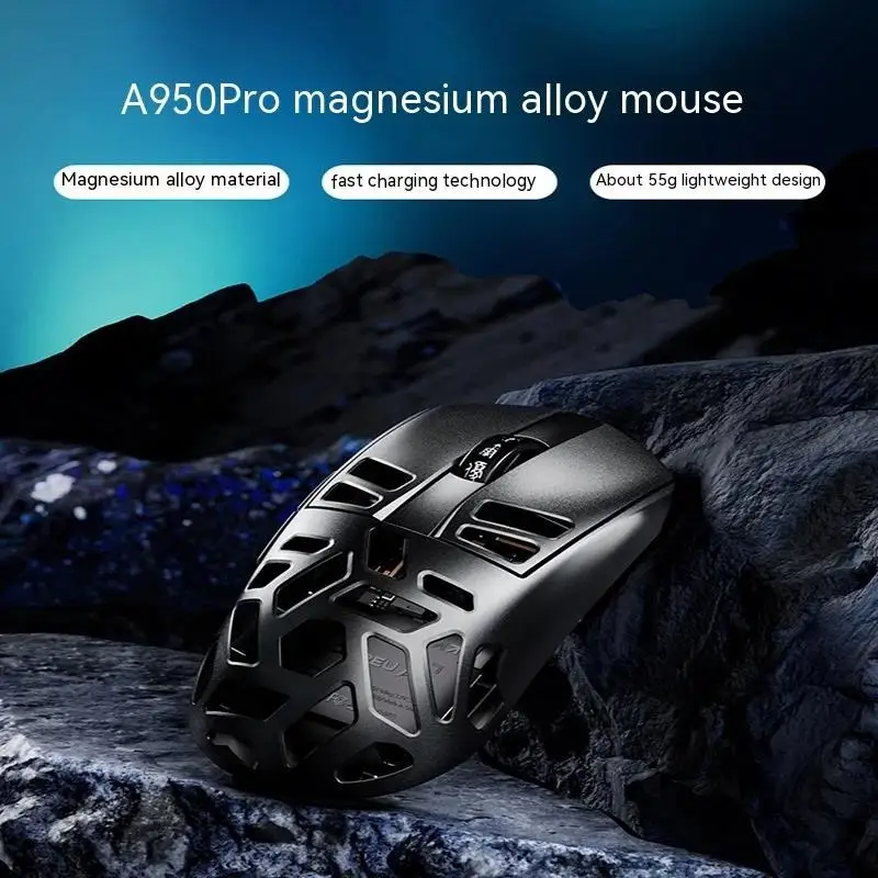 

Daryou A950pro Mouse Lightweight Paw3395 Three-mode 4k Transmission Wireless Wired E-sports Game Long-life Magnesium Alloy Mouse