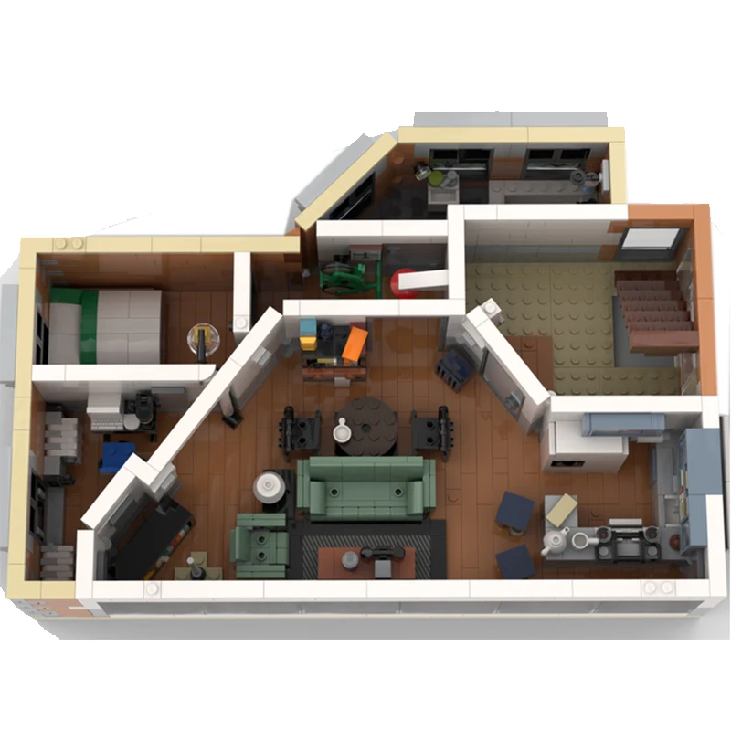 MOC arquitectura moderna serie ciudad apartamentos Edificio bloques de construcción modelo DIY Mini ladrillos de exhibición niños juguetes creativos regalos