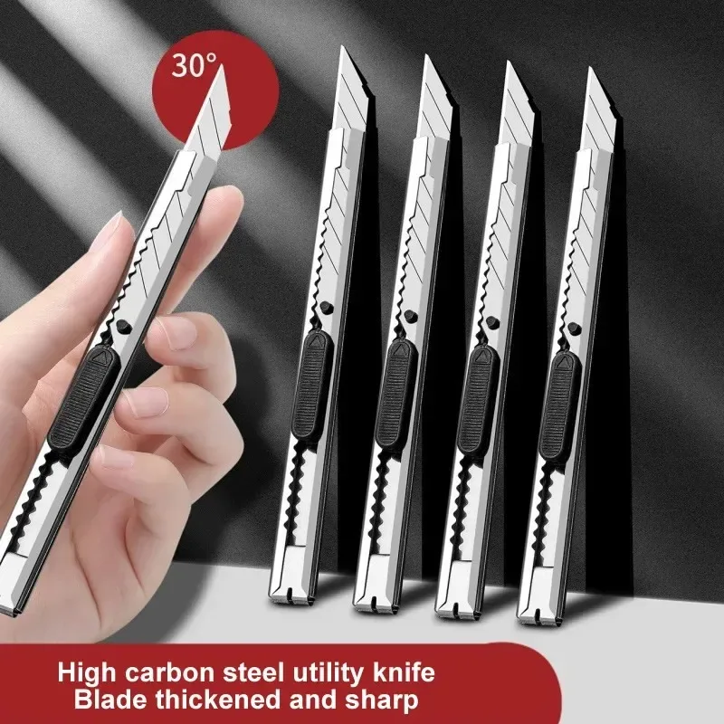 10Pcs Stainless Steel Utility Knife Set - Non-Slip Blades Box Cutter & Paper Cut Tool Kit for Unboxing, Crafting,and General DIY