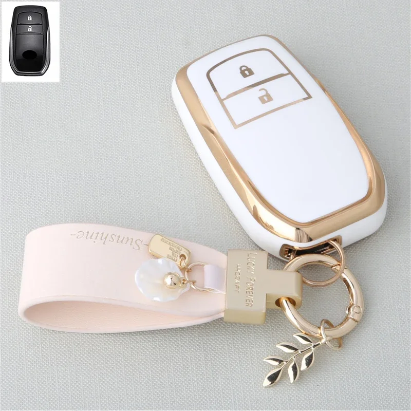 2/3/4 Button Car Key Case Cover for Toyota RAV4 HARRIER Hilux Fortuner Land Cruiser Crown Highland Prado Yaris Cross Aygo X 2022