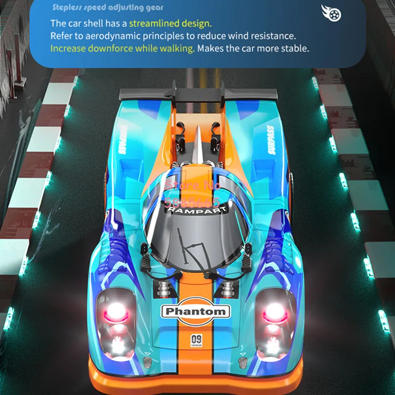 المهنية الانجراف سباق فرش السيارات RC سيارة 1:16 4WD 6 الإضاءة المعادن دوران شقة تشغيل عالية السرعة التحكم عن بعد سيارة