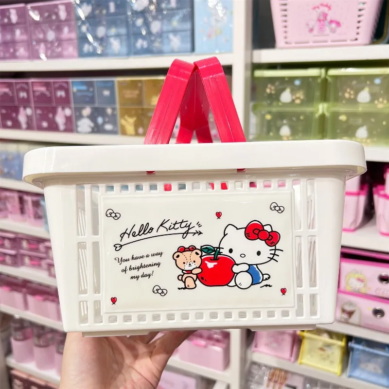 Sanrio Series Cinnamoroll My Melody Tote Basket Cute Hello Kitty Bathroom Storage Drain Basket Picnic Outdoor Fruit Basket. view 4