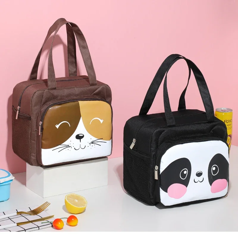 Portable Lunch Bag for Women Cartoon Cat Convenient Lunch Box Tote Food Bags Picnic Lunch Container Food Storage Bags WY205