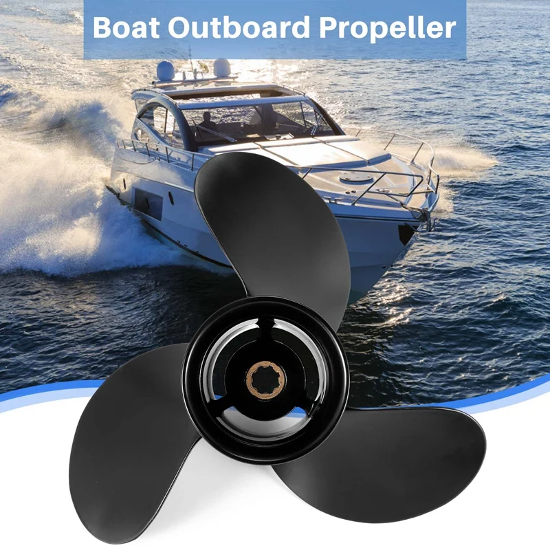 Aluminum Boat Outboard Propeller 9X10 1/2 8 Spline Tooth 3 Blade Propeller for Mercury 6-15HP 48-828158A12