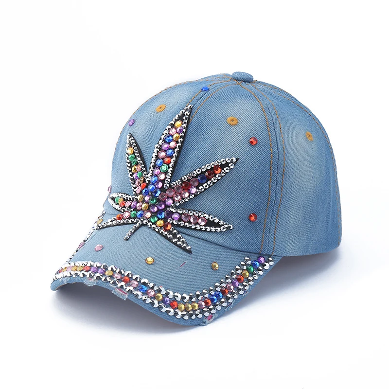 New Hip Hop Denim Cap Rhinestone Creative Lip Print Baseball Cap Love Letter Visor Hat For Men And Women Cowboy Hat