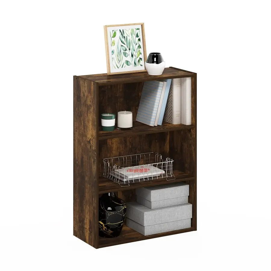 

Book Shelf, 3Tier Bookshelf, Storage Shelves Bookcase, 9.7 x 23.7 x 31.5, for Living Room, Bedroom, Home Office, Amber Pin