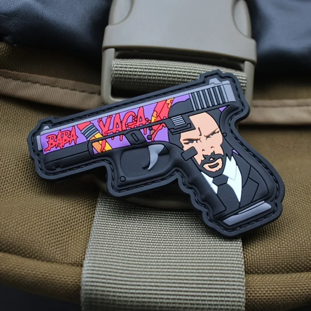 John Wick BABAYAGA Pencil Glock 3D PVC Velcros Patch Hook Loop Tactical Morale Badge, Embroidered for Molle Backpacks, Jackets