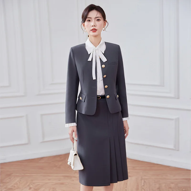 Professional Outfit Student Style Casual Time Suit Workwear Uniform Women's Mid-Sleeve Blazer Dress Formal Workwear