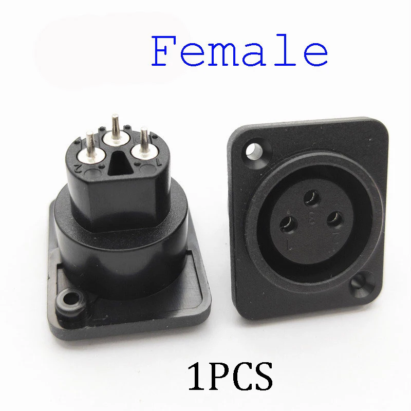 2pcs 3-pin male female internal/external direct audio XLR three core speaker socket plastic panel installation connector