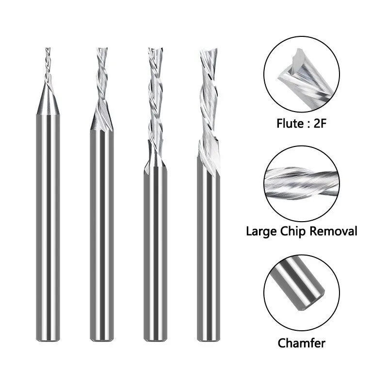 Down Cut Router Bit 1/8 Schaft Hartmetall fräser 2 Flöte CNC-Maschine Schaft fräser für Holz bearbeitung mdf schneiden – Detail 10