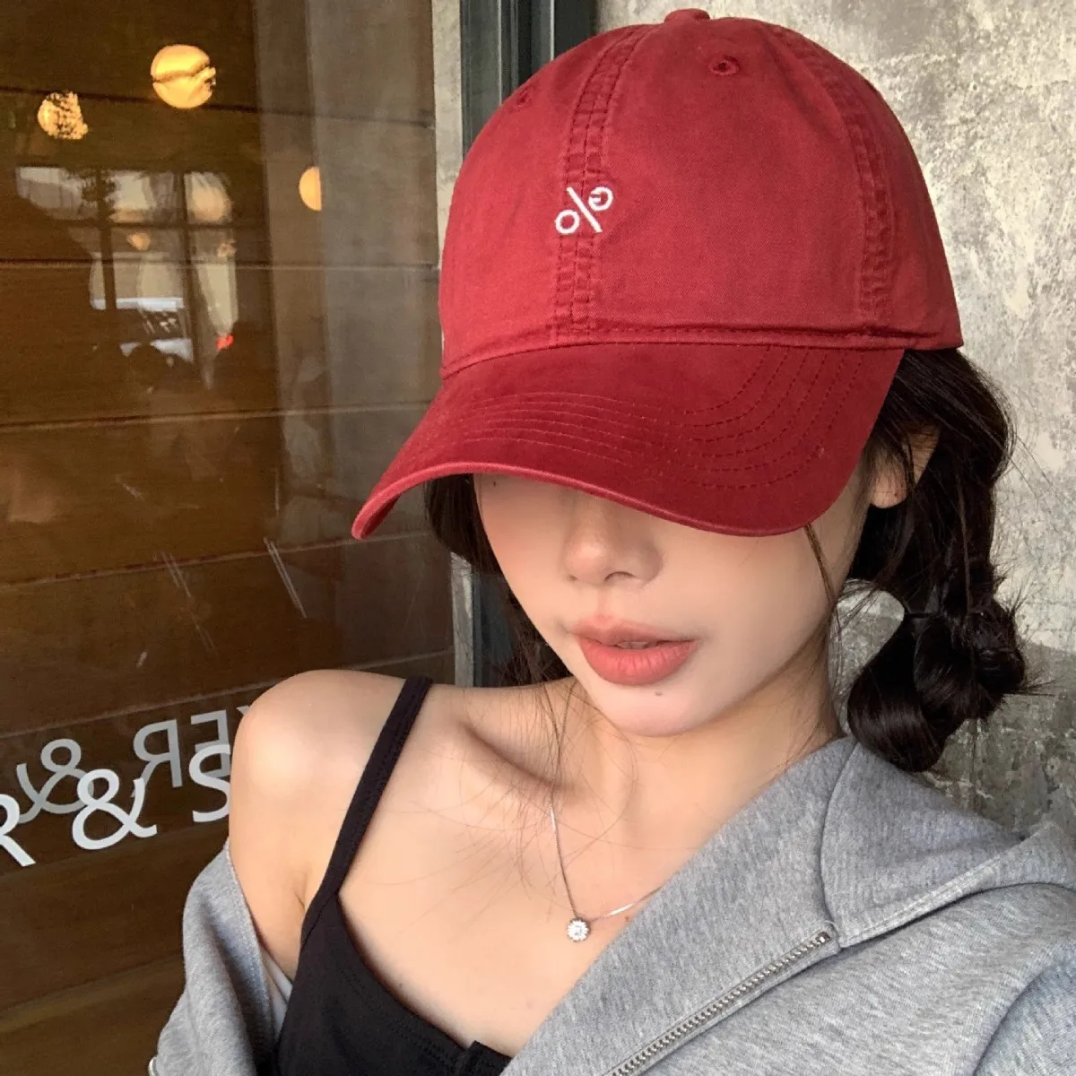 American Retro Baseball Cap Women Embroidered Soft Top Dad Hat Curved Brim Face Framing Spring Summer Streetwear