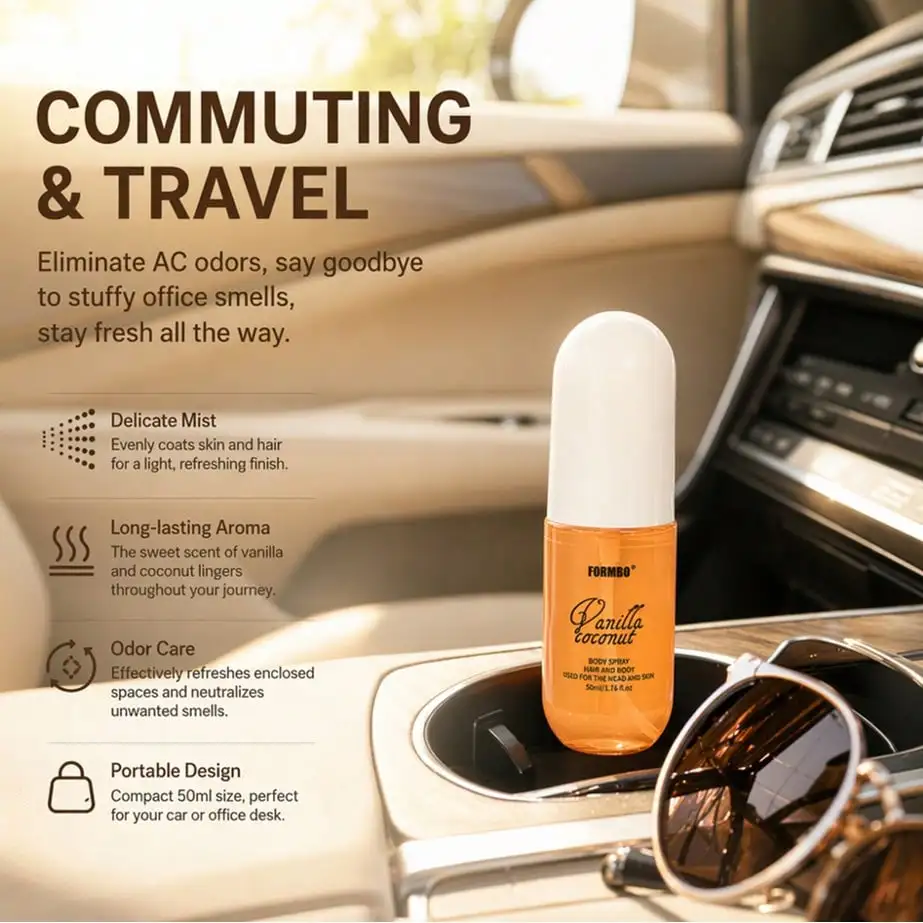 

FORMBO 1 Bottle/50ml Beach Series Vanilla Coconut Fragrance Spray, Fresh Rose, Long-Lasting Air Freshener, Summer Beach Series Air Freshener, Suitable For Home, Wardrobe, Bedroom, Bathroom, Office, New Car, Travel, Camping, Wedding Gifts, Souvenirs, High-