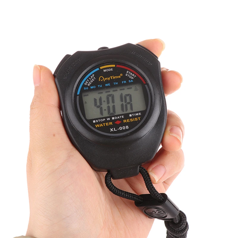 1PC LCD Timer Stop Watch Timer Tool Black New Portable Waterproof Chronometer Handheld Stopwatch Digital Sport Stopwatch