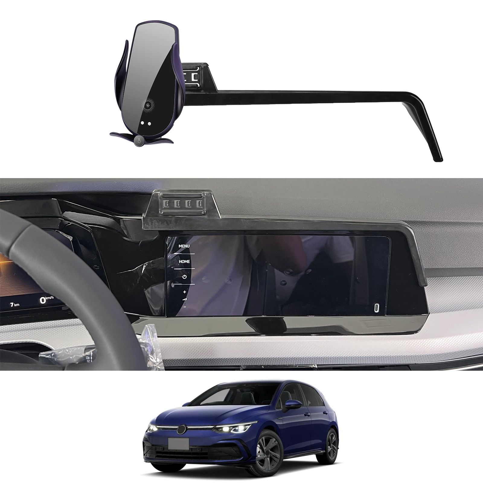 

for VW Golf 8 2020 2021 2022 2023 MK8 R-Line GTI Phone Holder Screen Fixed Navigation Bracket Base Wireless Charging Accessories