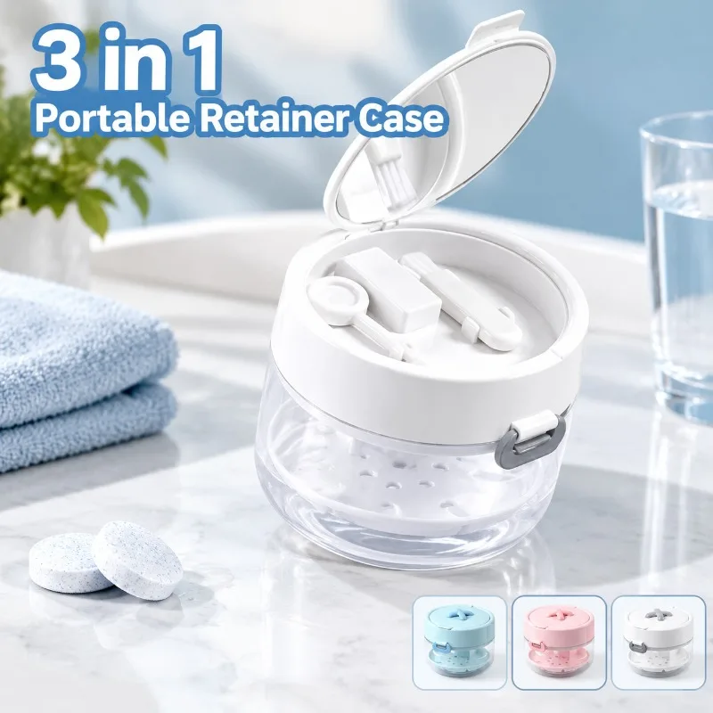 Dental Retainer Storage Box Orthodontic Brace Case Invisible Aligner Container Portable Compact Carry Holder for Oral Appliance