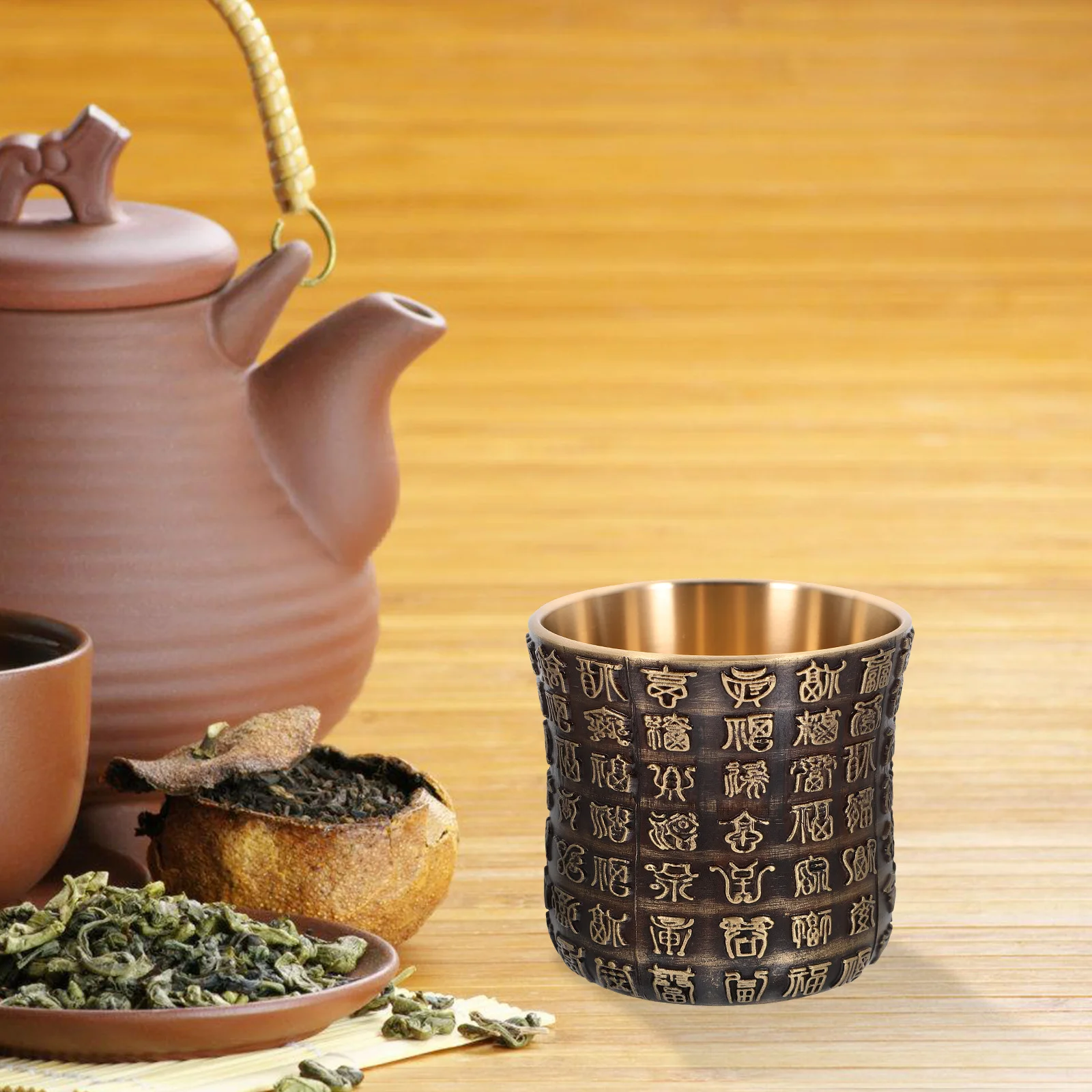 

Brass Cup Chinese Style Retro Metal Teacup Vintage Ware For Home Bar Decor Gift Small Tea Cup