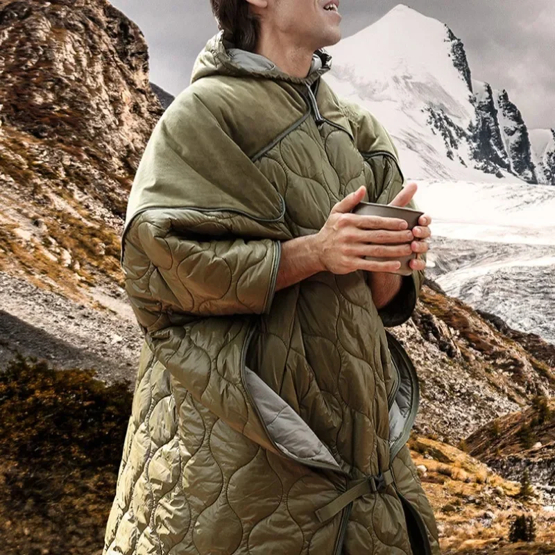 

Nylon Fabric Outdoor Adult Sleeping Bag Autumn Winter Multi-functional Camping Warm Bag Blanket Wearable Camp Sleeping Gears