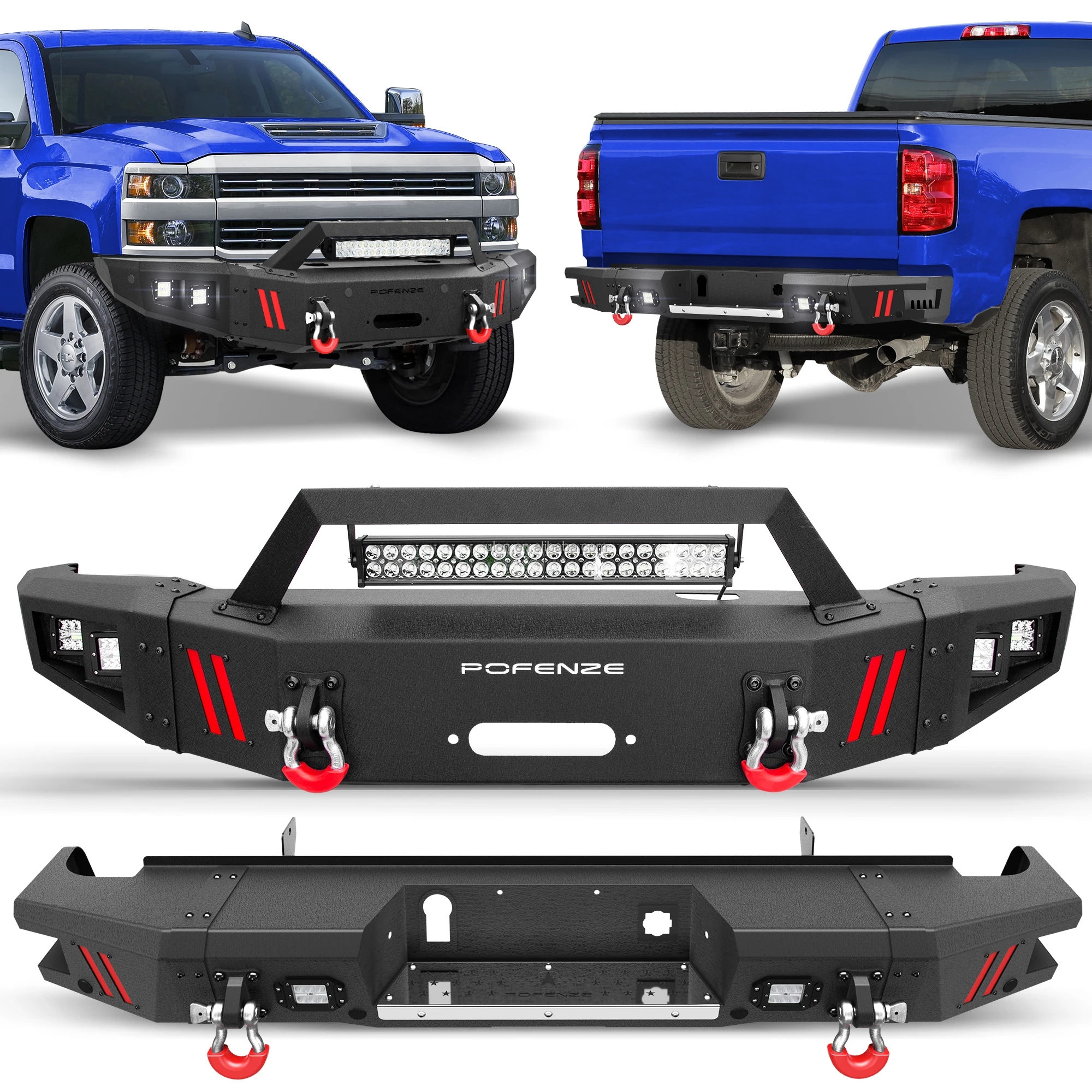 Hight Quality OEM Pickup Front Bumper and Rear Bumper Steel Bumper Bar Fit 2015-2019 Chevy Silverado 2500 3500 Pickup Truck