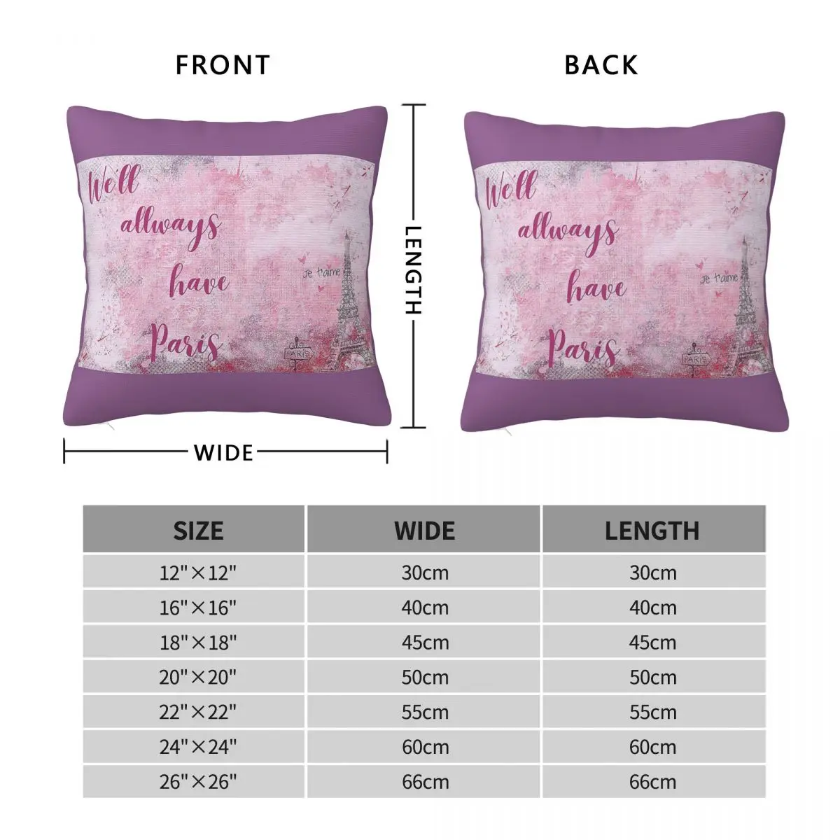 Paris Love Eiffel Tower Pillowcase Polyester Linen Velvet Pattern Zip Decor Sofa Cushion Cover