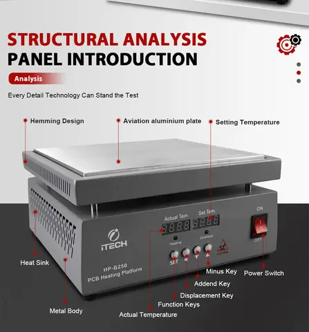 HP-B100/150/180 전문가용 디지털 납땜 열판 조절 가능한 온도 제어 PCB 수리 DIY 전자 제품용