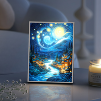 Van Gogh Starry Night LED Lamp - Swirling Sky 3D Light Art for Room Decor, Museum-Quality Lampara de Noche Lighting
