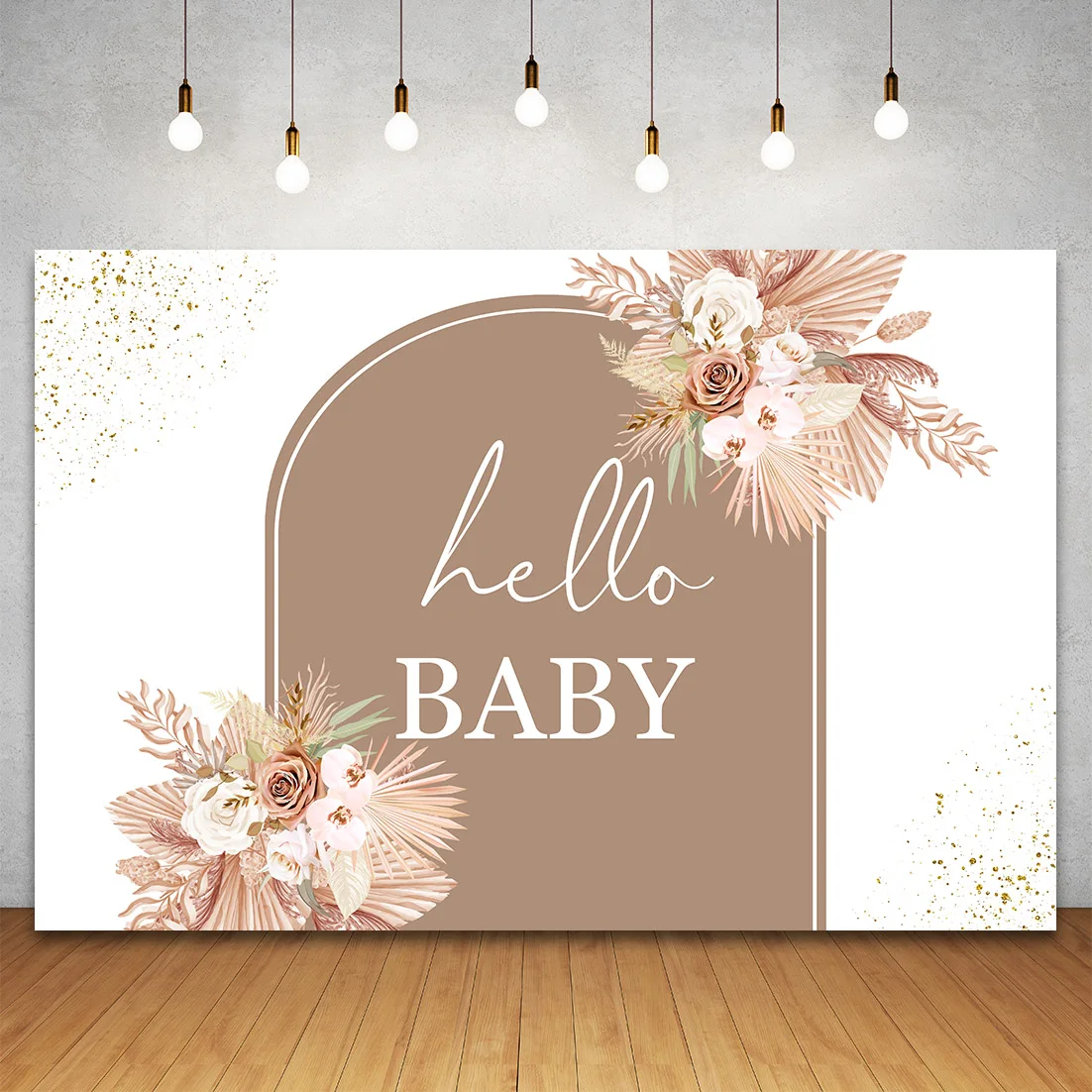 Customize Name Pink Backdrop Pampas Grass Background for Baby Shower Floral Photo Booth Personalize DIY Baby Shower Decor Banner