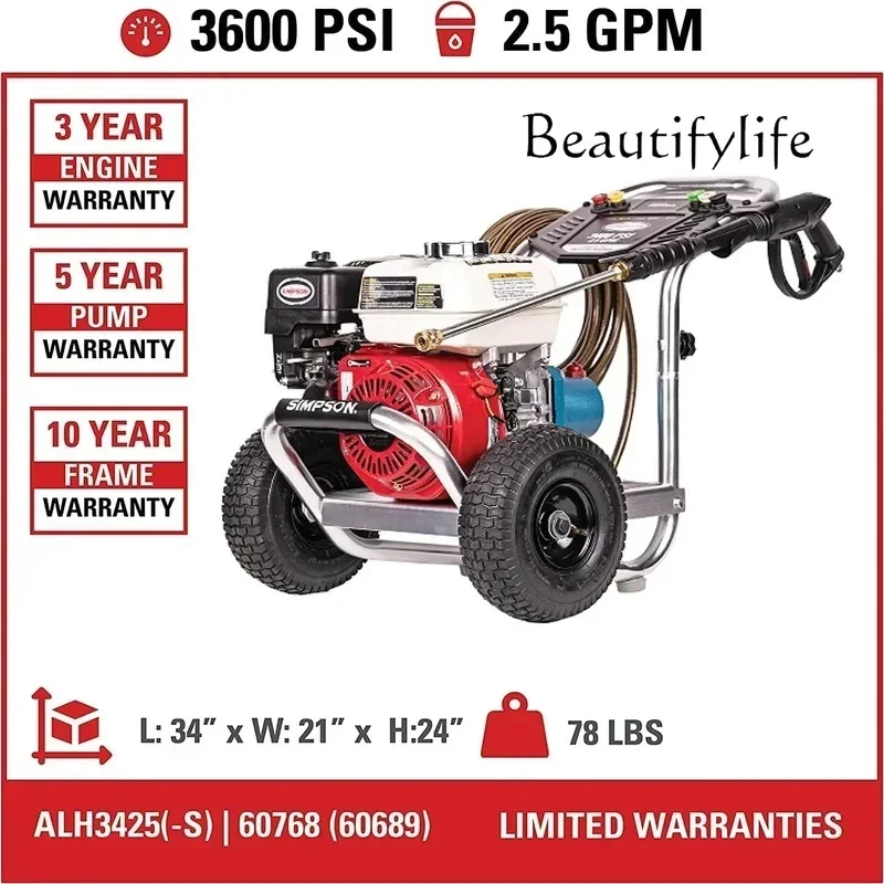 NEW  Gas Pressure Washer 3600 PSI 2.5 GPM With Engine, Includes Spray Gun And Extension
