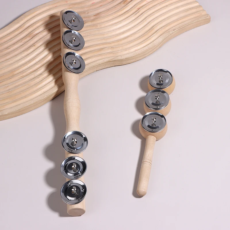 [JT] 1 szt. Drewniany instrument perkusyjny Orff z dzwonkiem 3/6, przenośny, dla miłośników muzyki, drewniana grzechotka dla niemowląt, zabawki edukacyjne dla dzieci