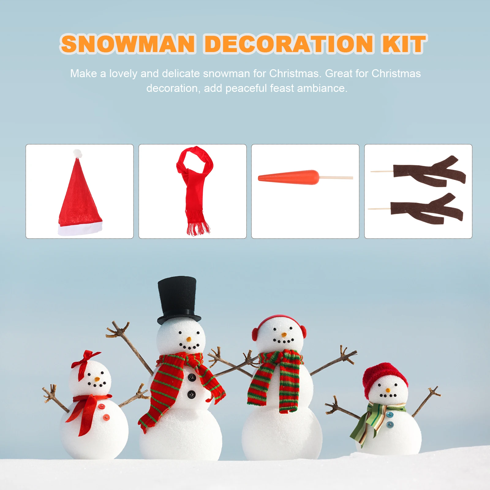 

1Set Festival Snowman DIY Prop Practical Accessories Creative Eye-Catching Family Fun Xmas Decoration Reusable Design