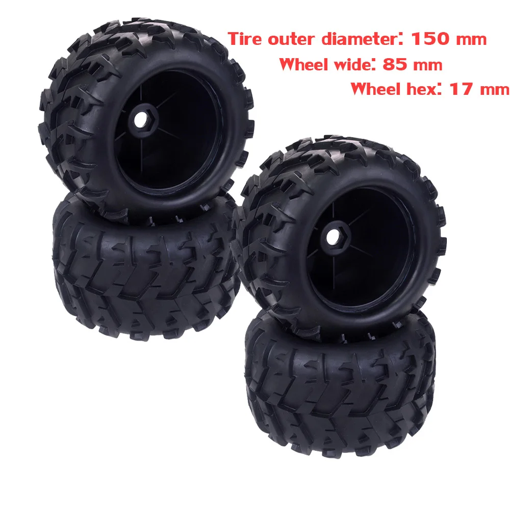 A ZD Racing 2/4PCS RC Wheel Tires 150mm Monster Truck Tire 17mm Hex Hub for 1/8 RC Car Truggy Wltoys Kyosho HSP Hobao