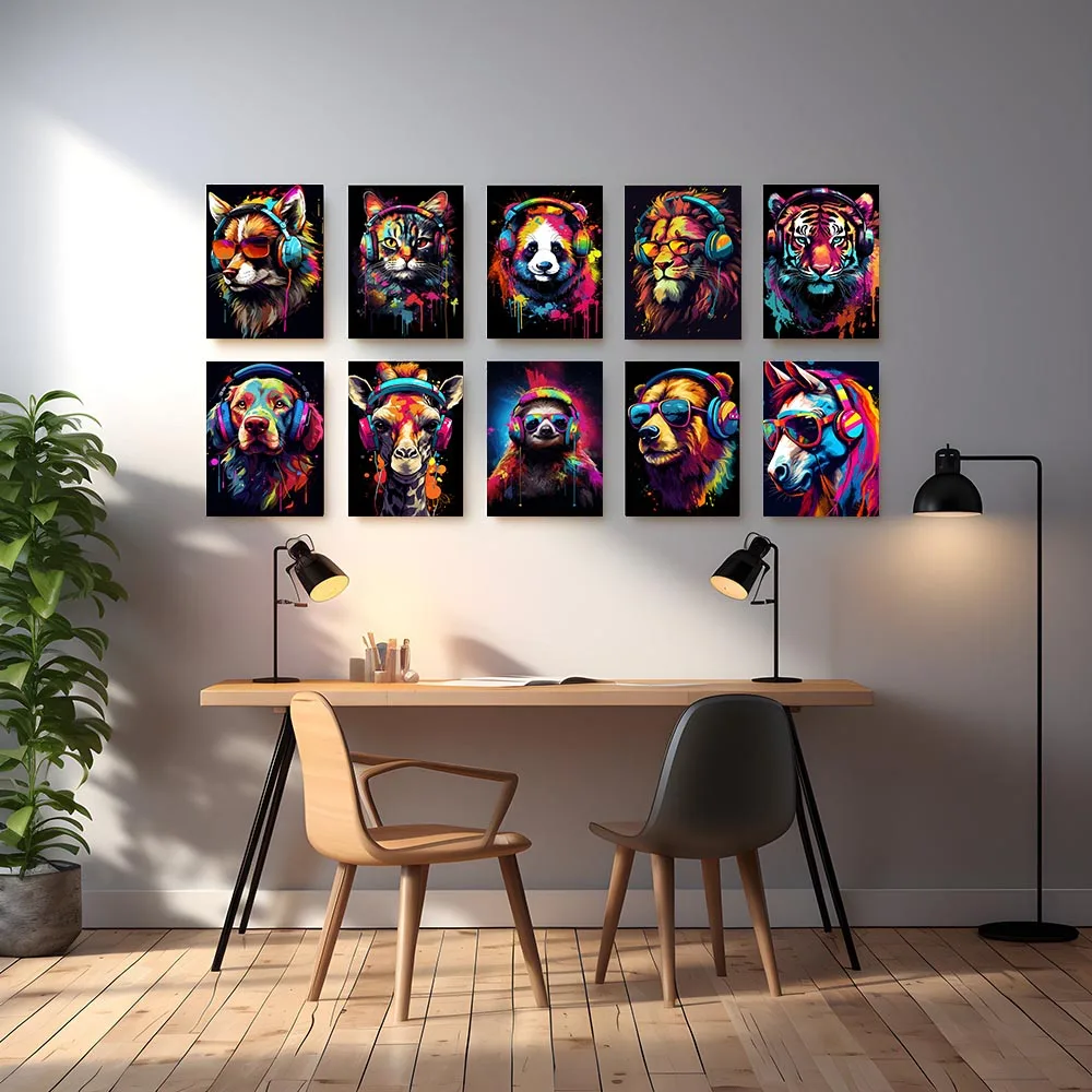 مجموعة ملصقات ألعاب جرافيتي على شكل حيوانات ، مطبوعات للاعبين ، ديكور منزلي ، لوحة قماشية لسماعات الأذن ، لوحة جدارية ، ديكور غرفة المراهقين